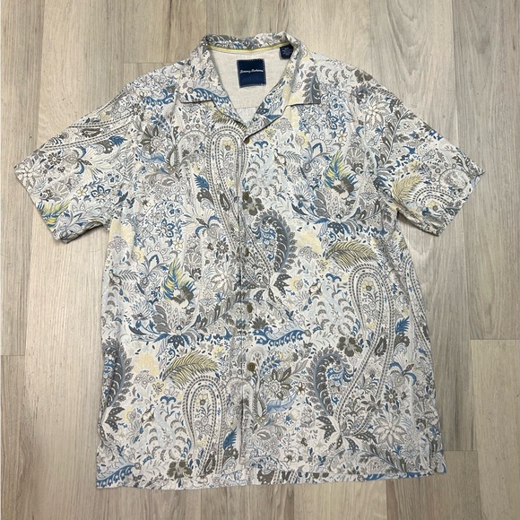 Tommy Bahama Shirt Mens M 100% Silk Floral Paisley Print Camp Beach Hawaiian - Picture 8 of 11